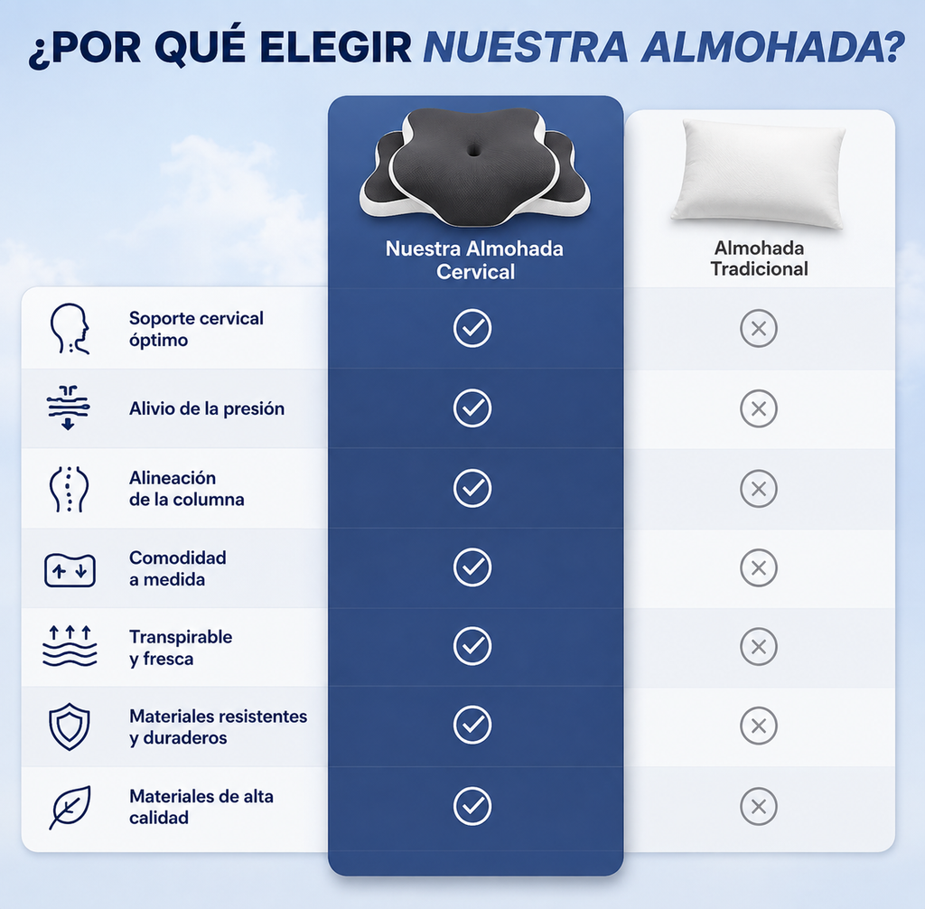 GoPasc™ Almohada Ergonómica — Descanso y Soporte Cervical