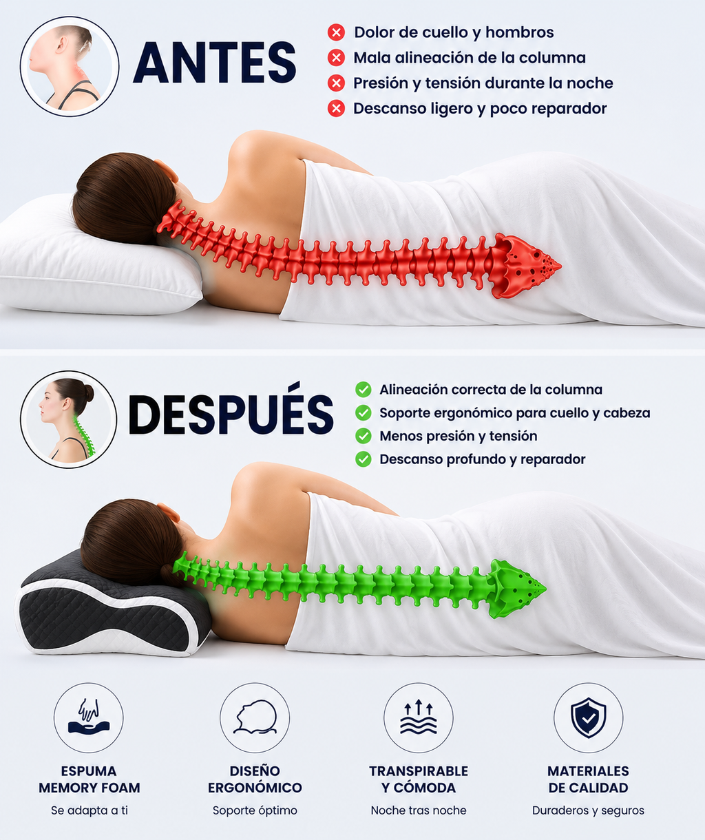 GoPasc™ Almohada Ergonómica — Descanso y Soporte Cervical